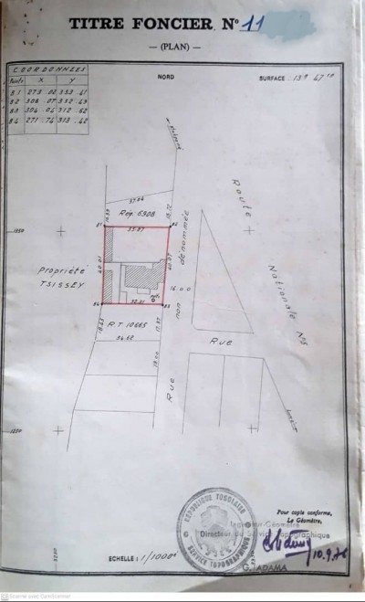 1 lot 1/4 cloturé avec titre foncier à 30m de la Nationale N°5