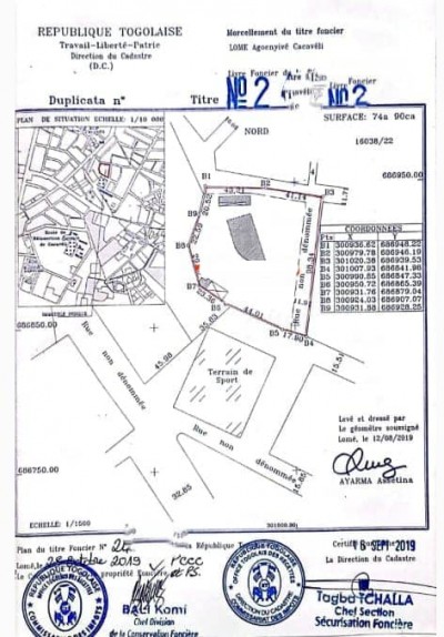 4 lots collés cloturés avec titre foncier à 30m du goudron
