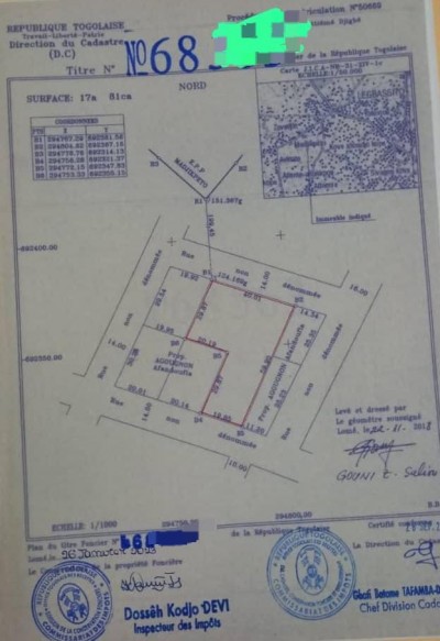 2 lots collés cloturés avec titre foncier à 500m du goudron