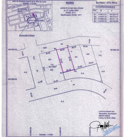 2 lots collés avec titre foncier global coté plage