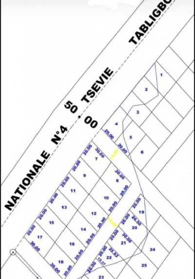 12 lots collés avec plan global et mandat au bord du goudron rn4