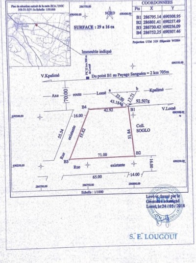 6 lots collés avec titre foncier en cours au bord du goudron
