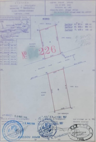 8 lots séparés avec titre foncier au bord du goudron