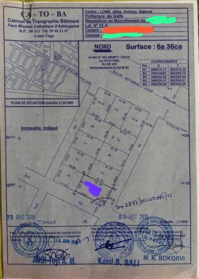 1 lot cloturé avec titre foncier à 150m du goudron