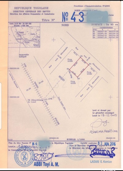 1 lot avec titre foncier à 500m du goudron