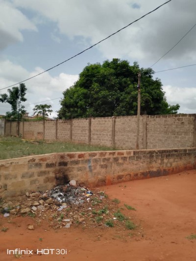 2 lots collés cloturés avec 3 tampons au bord du goudron