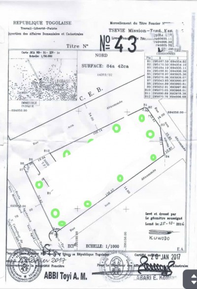14 lots collés cloturés avec titre foncier