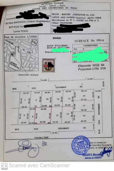 1 lot et démi cloturé avec titre foncier global