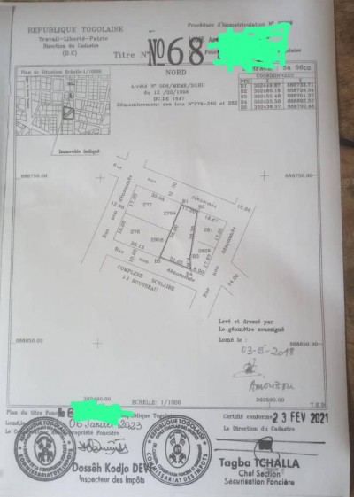 1 lot cloturé avec titre foncier