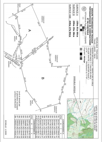 45 hectares agricole + plan global +mandat au bord du fleuve zio