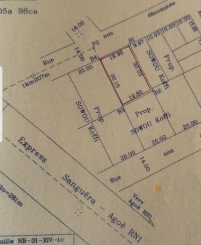1 lot cloturé avec titre foncier à 500m du goudron