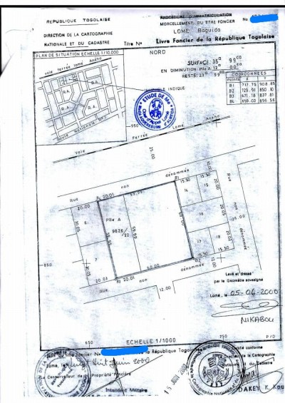 4 lots collés avec titre foncier à 500m du cité boad