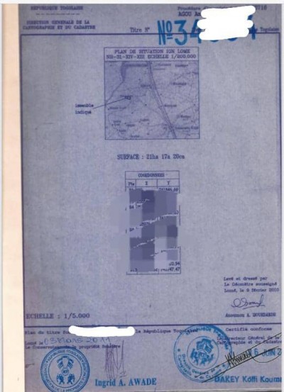21 hectares avec titre foncier à 2.5km du goudron