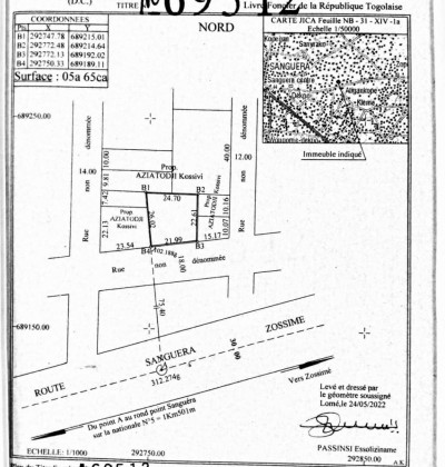 1 lot carré avec titre foncier à 500m de la grande voie