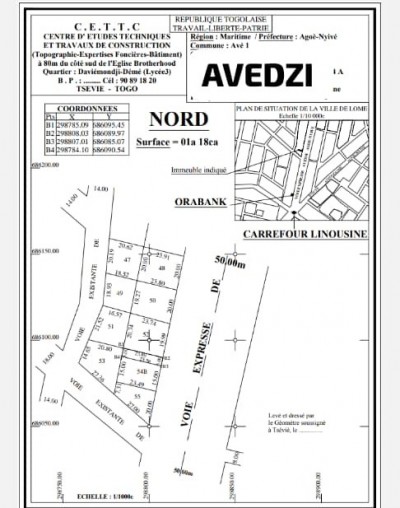 1/4 de lot avec plan +mandat au bord du goudron