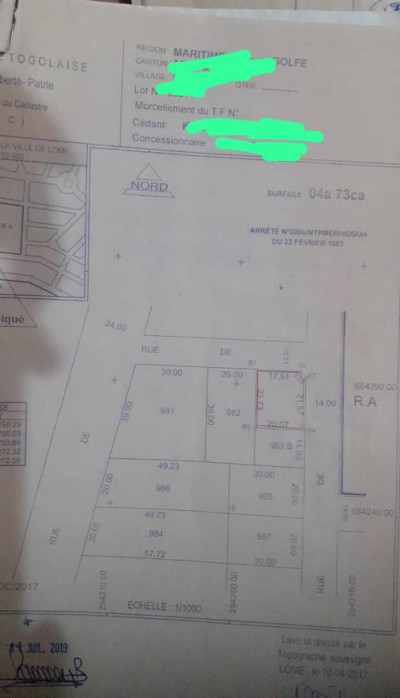 3/4 de lot avec 1 tampon otr à 500m du goudron