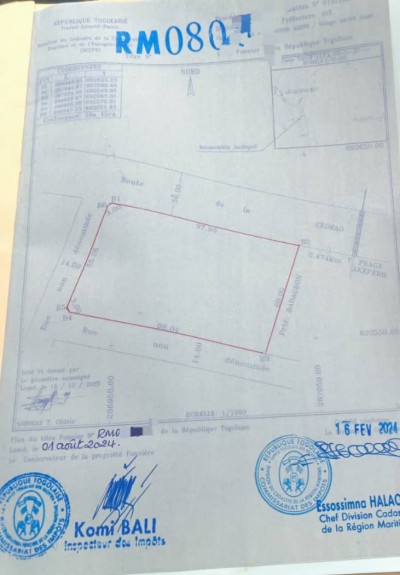 10 lots collés avec titre foncier au bord du goudron