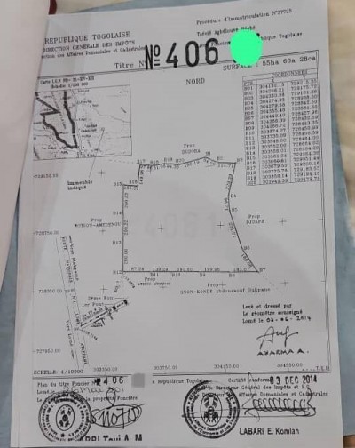 40 hectares avec titre foncier à 1.5km du goudron n1