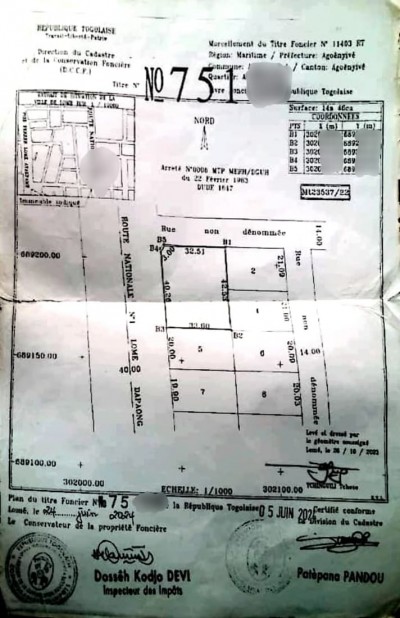 2 lots collés avec titre foncier en bordure du goudron n1