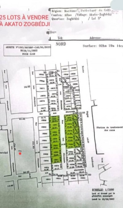 25 lots collés avec titre foncier à 800m du goudron