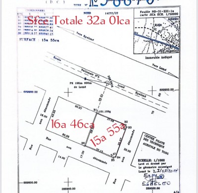 5 lots collés cloturés avec titre foncier au bord du goudron