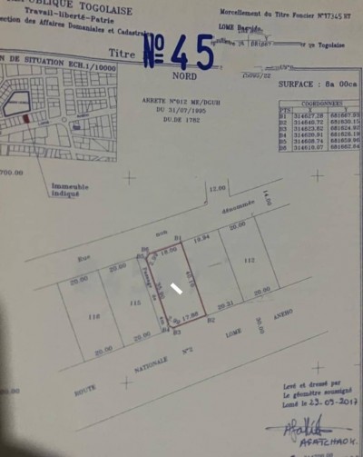 1 lot et démi avec titre foncier au bord du goudron n2