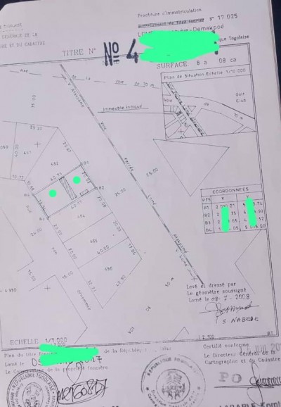1 lot 1/3 avec titre foncier à 10m du goudron
