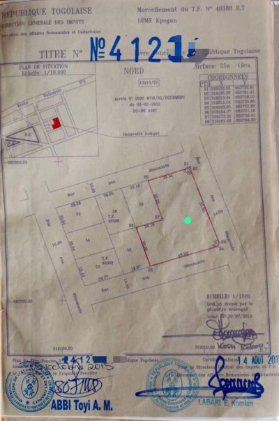 4 lots 1/4 collés cloturés avec titre foncier du coté plage