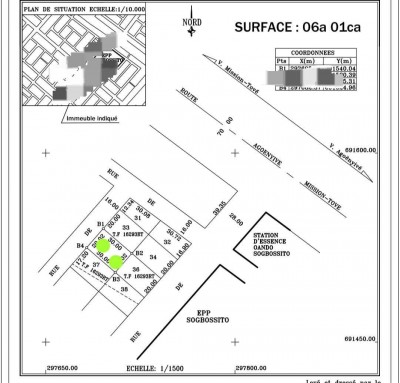 1 lot cloturé avec titre foncier global à 150m du goudron