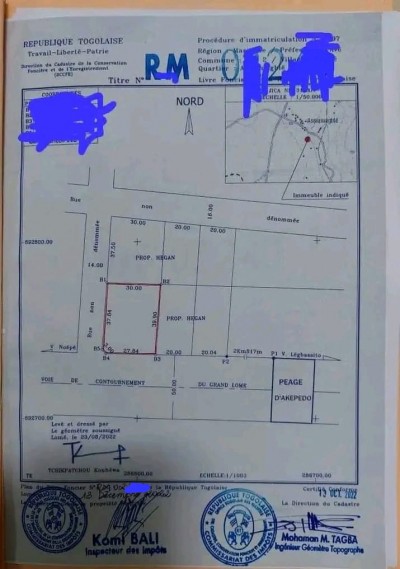2 lots collés avec titre foncier au bord du contournement
