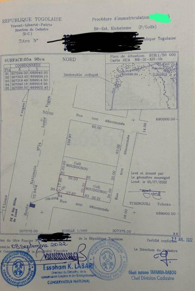 1 lot avec titre foncier au bord du goudron nationale 34