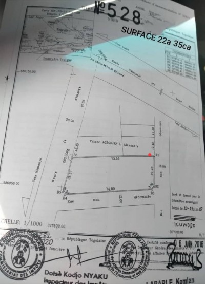 3 lots collés avec titre foncier à 300m du goudron rn2