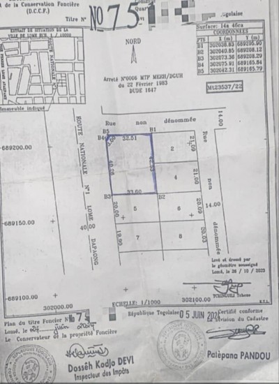 2 lots et démi collés avec titre foncier au bord du goudron n1