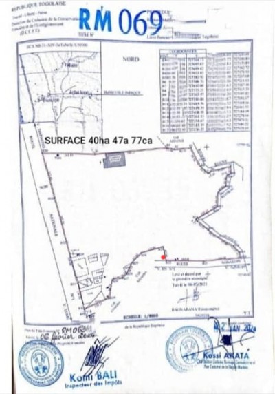 20 hectares collés avec titre foncier au bord du goudron rn1