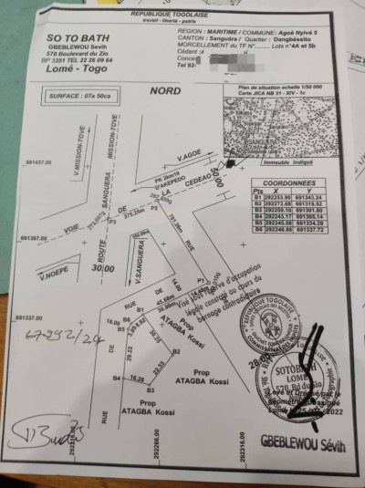 1 lot 1/4 avec plan otr à 200m du goudron du contournement