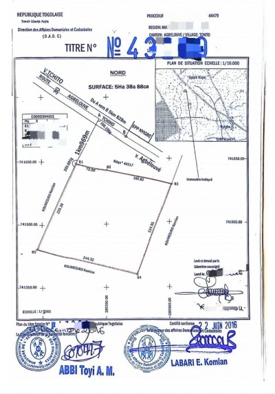 5 hectares avec titre foncier à 10km du goudron