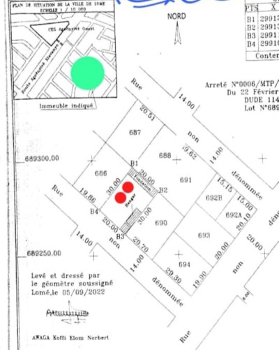 1 lot cloturé  avec titre foncier à 200m de la grande voie