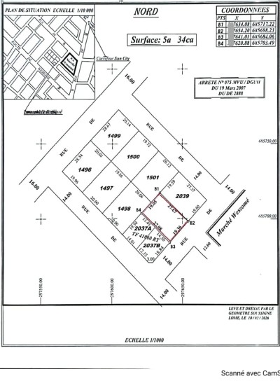 1 lot cloturé avec titre foncier global derrière