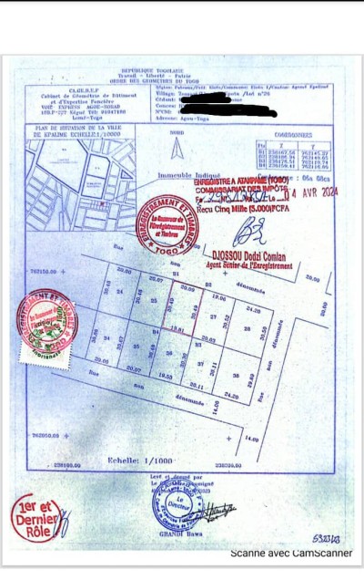 1 lot avec titre foncier proche église protestante