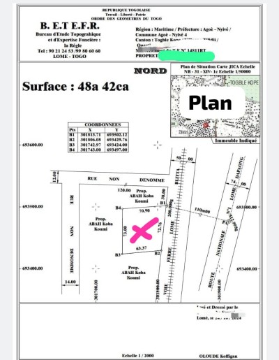 8 lots collés avec titre foncier global à 70m du goudron n1