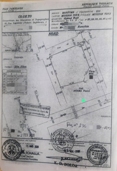4 lots collés avec titre foncier en cours à 250m grande voie