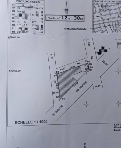 2 lots avec titre foncier au bord du boulevard du 13 janvier