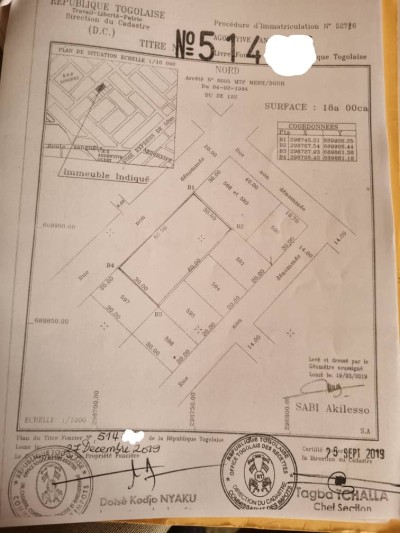 3 lots collés cloturés avec titre foncier à 500m du goudron