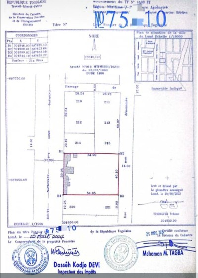 2 lots collés avec titre foncier au bord du goudron nationale n1