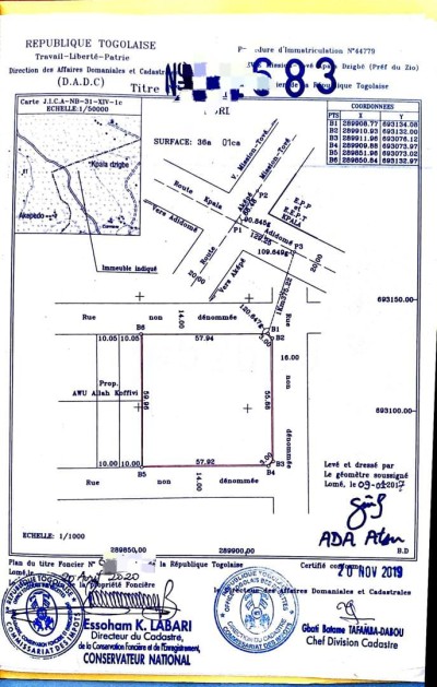 4 lots collés cloturés  avec titre foncier à 500m du goudron