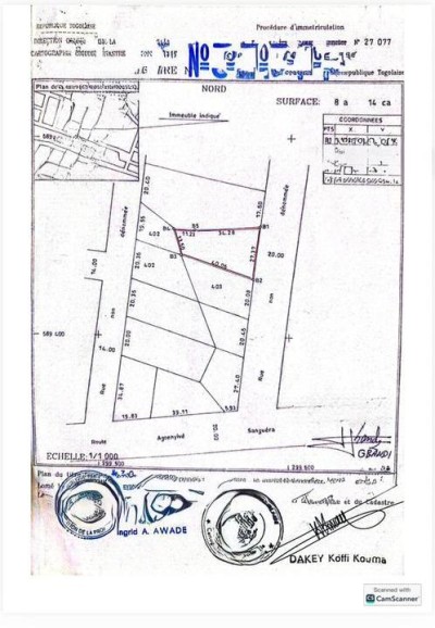 1 lot 3/4 cloturé avec titre foncier