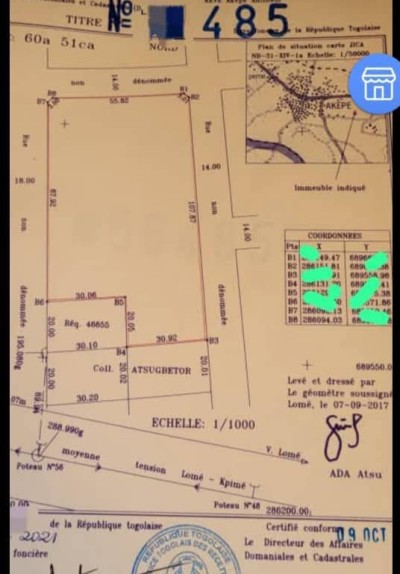 10 lots collés avec titre foncier à 700m du goudron