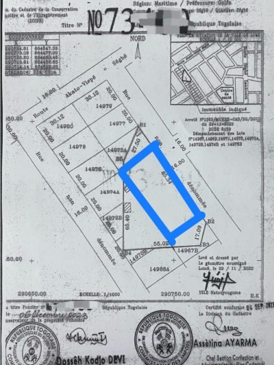 3 lots collés avec titre foncier à 40m du goudron