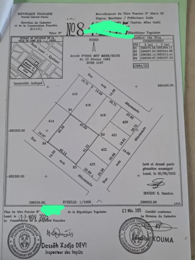 2 lots collés cloturés avec titre foncier