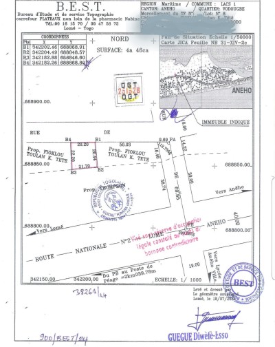 terrain 3/4 de lot avec tampon otr à 30m du goudron n2